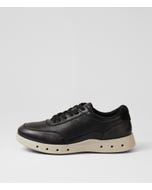 Dave Black Leather Lace Up Flats
