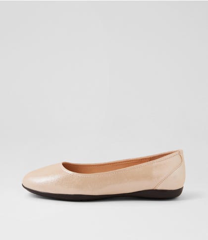 Avani Nude Shimmer Leather Ballet Flats