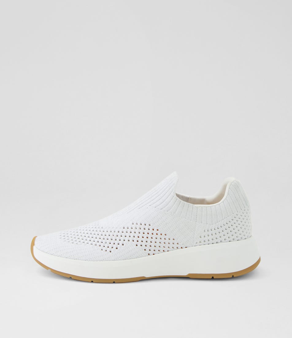 Tru Pace White Silver Knit Sneakers