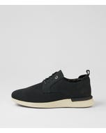 Thorp Black Nubuck Lace Up Flats