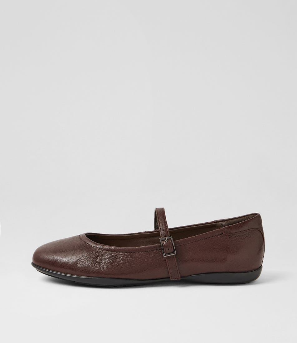 Aurora Choc Leather Mary Janes
