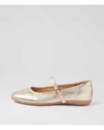 Aurora Pale Gold Leather Flat Mary Janes