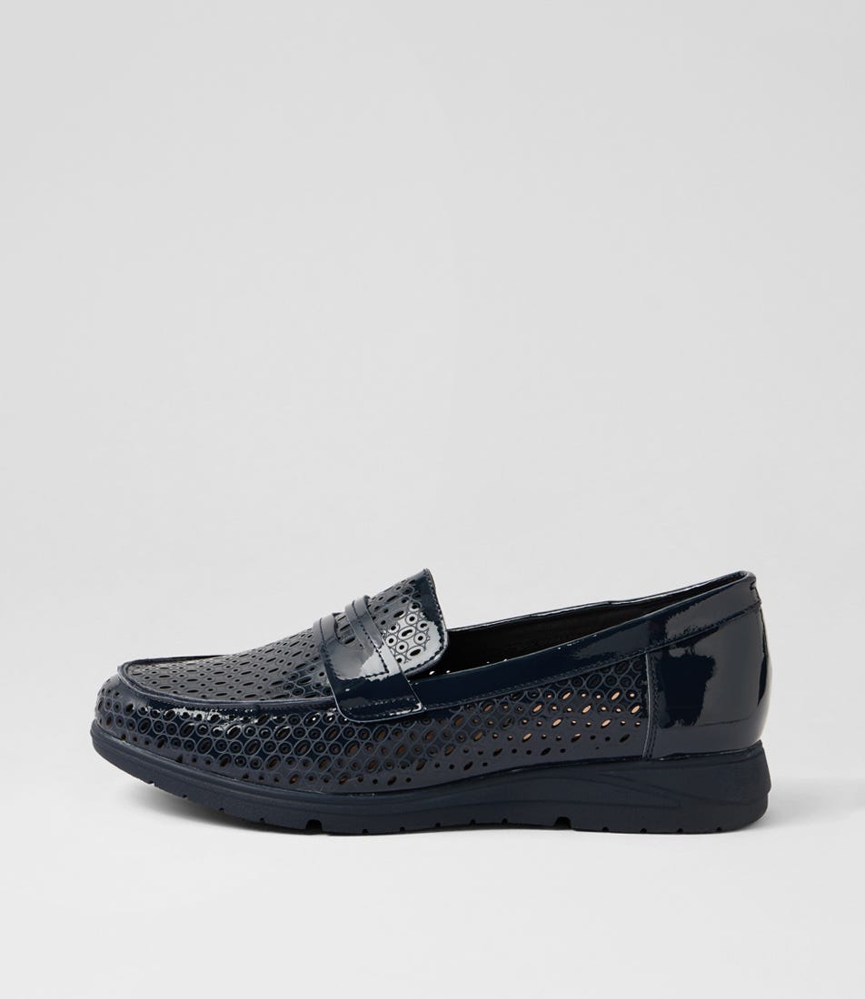 Navarre Navy Patent Leather Flat Shoes