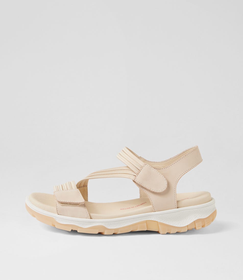 Road Milk Leather Elastic Strappy Sandals