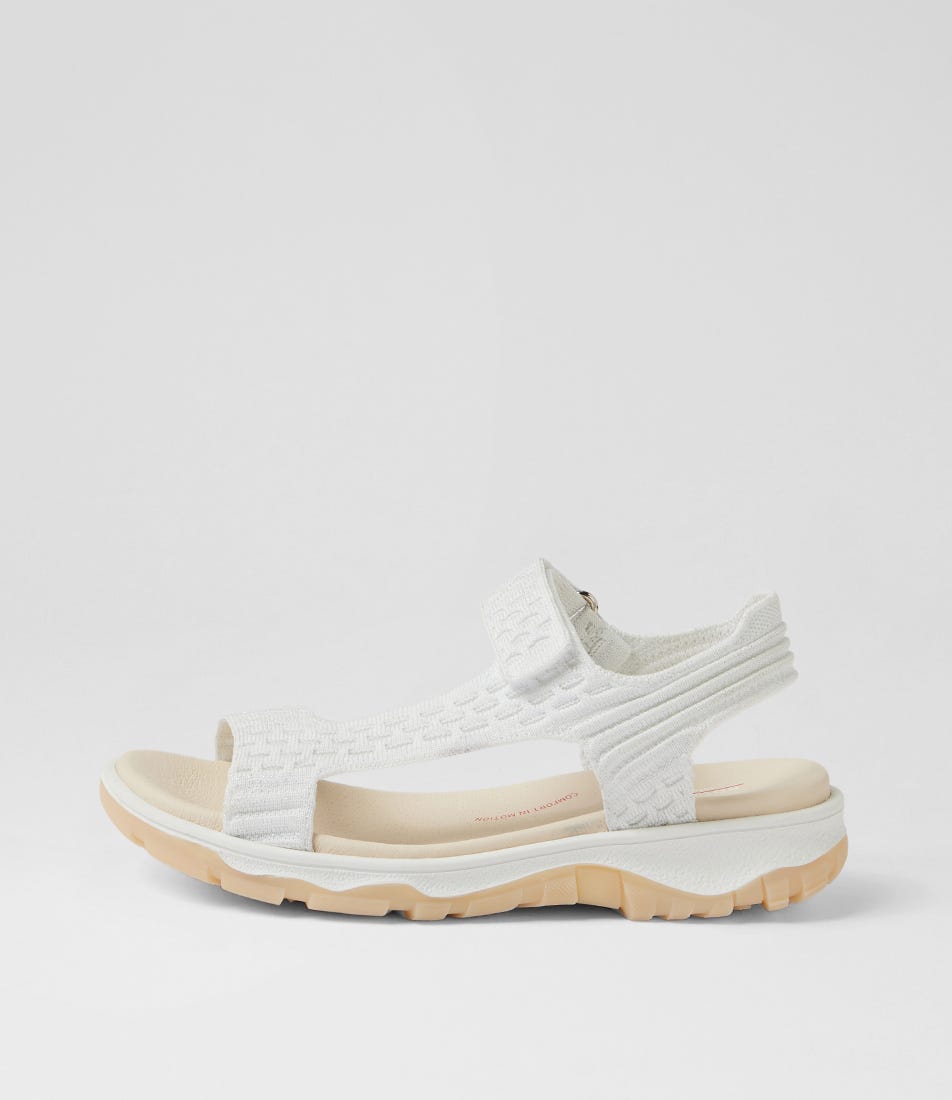 Range White Silver Knit Strappy Sandals