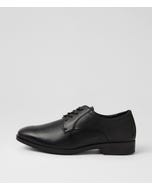 Volwell Ee Wp Black Leather Lace Up Flats