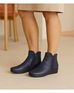 Maxie Navy Leather Ankle Boots