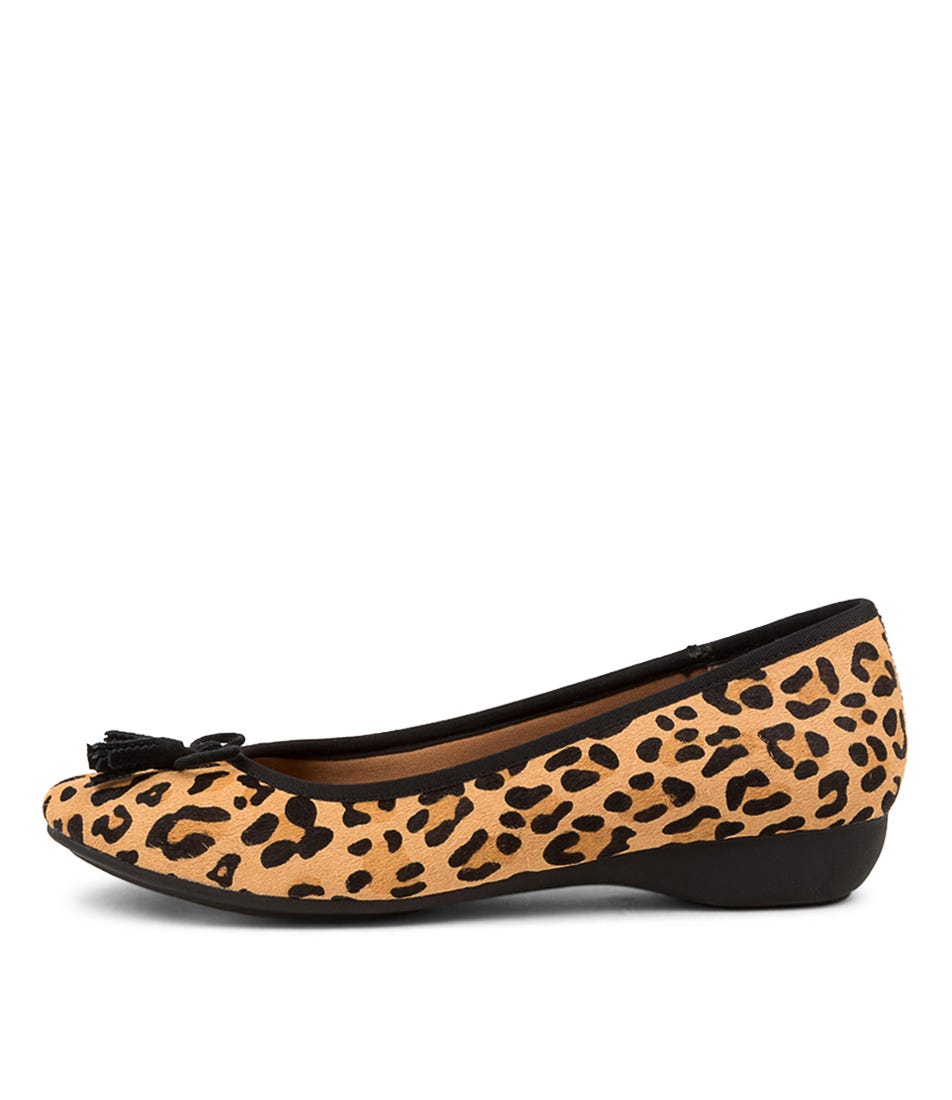 Elinsy Tan Leopard Black Leather Ballet 