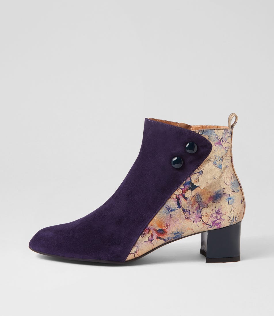 Marrinas Dark Purple Old Gold Multi Ankle Boots