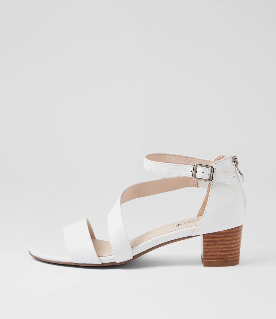 Caring White Leather Sandals