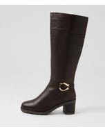 Abbi Dark Brown Leather Knee High Boots