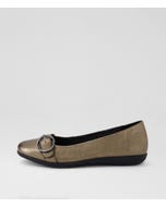 Harper Pewter Texture Metallic Leather Flat Shoes