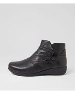 Parisa Black Leather Ankle Boots