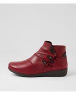 Parisa Cherry Brown Leather Ankle Boots