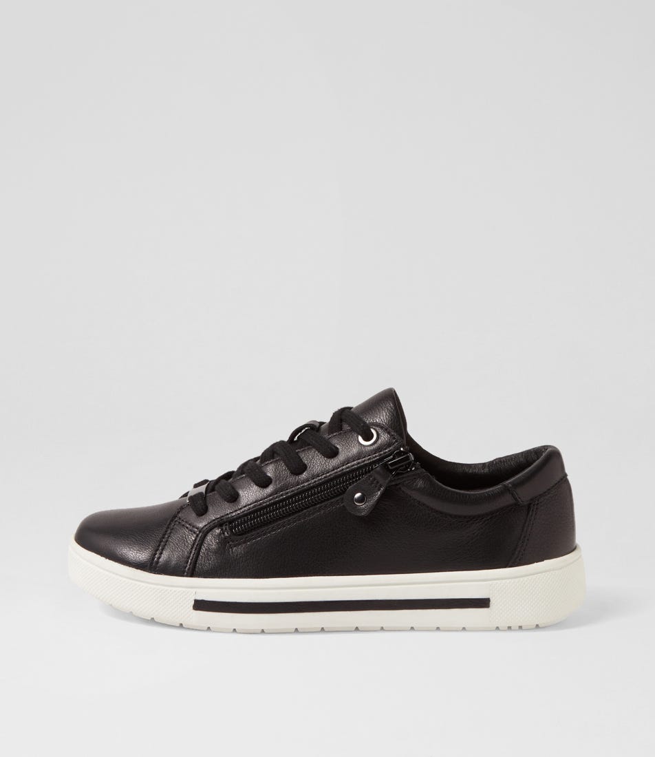 Evone Black Leather Sneakers