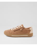 Evone Light Choc Almond Suede Leather Sneakers