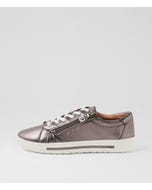 Evone Pewter Leather Sneakers