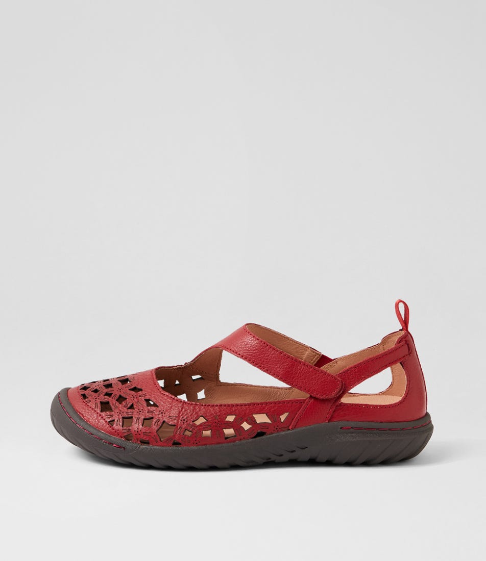 Teasi Dark Red Dark Brown Leather Mary Janes
