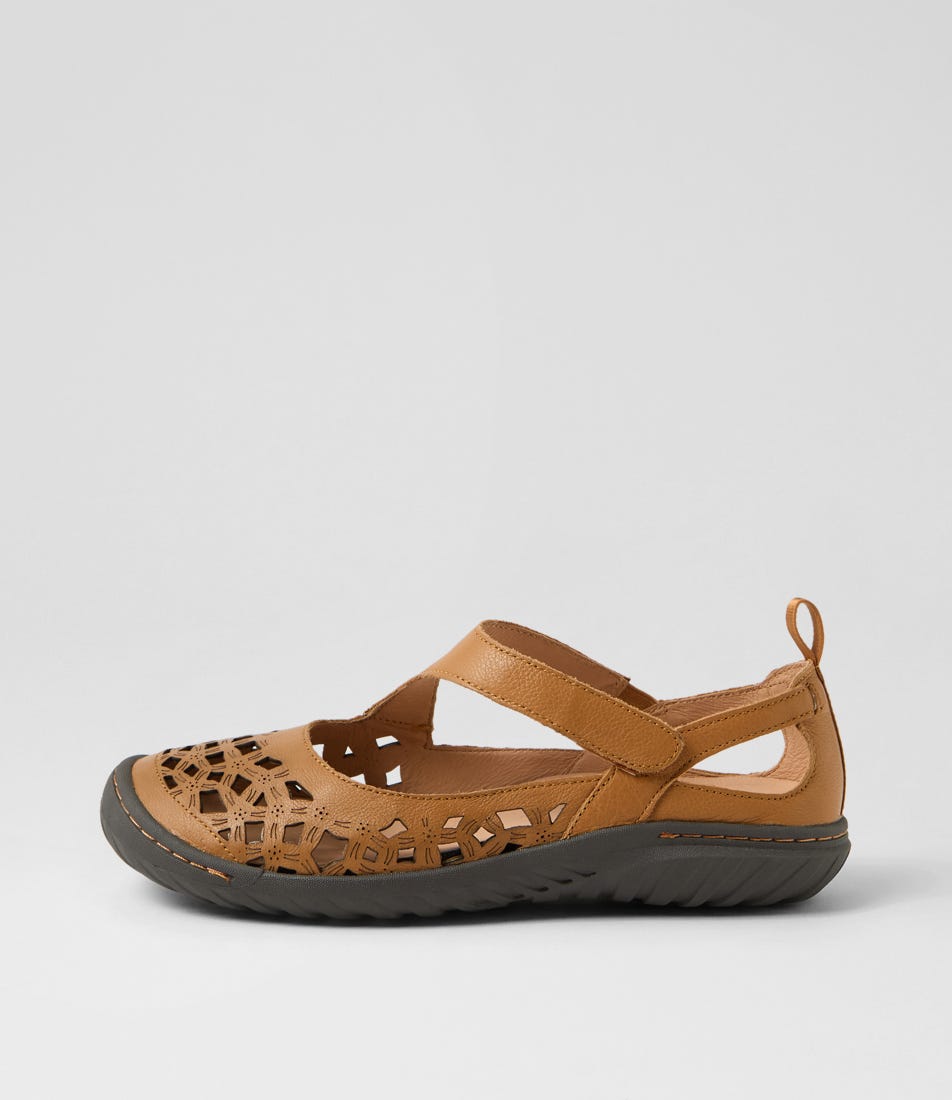 Teasi Tan Dark Brown Leather Flat Shoes