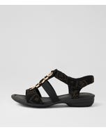 Bartie Black Gold Dot Leather Sandals