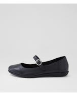 Hariet Black Leather Flat Shoes