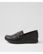 Daliah Black Leather Flat Shoes