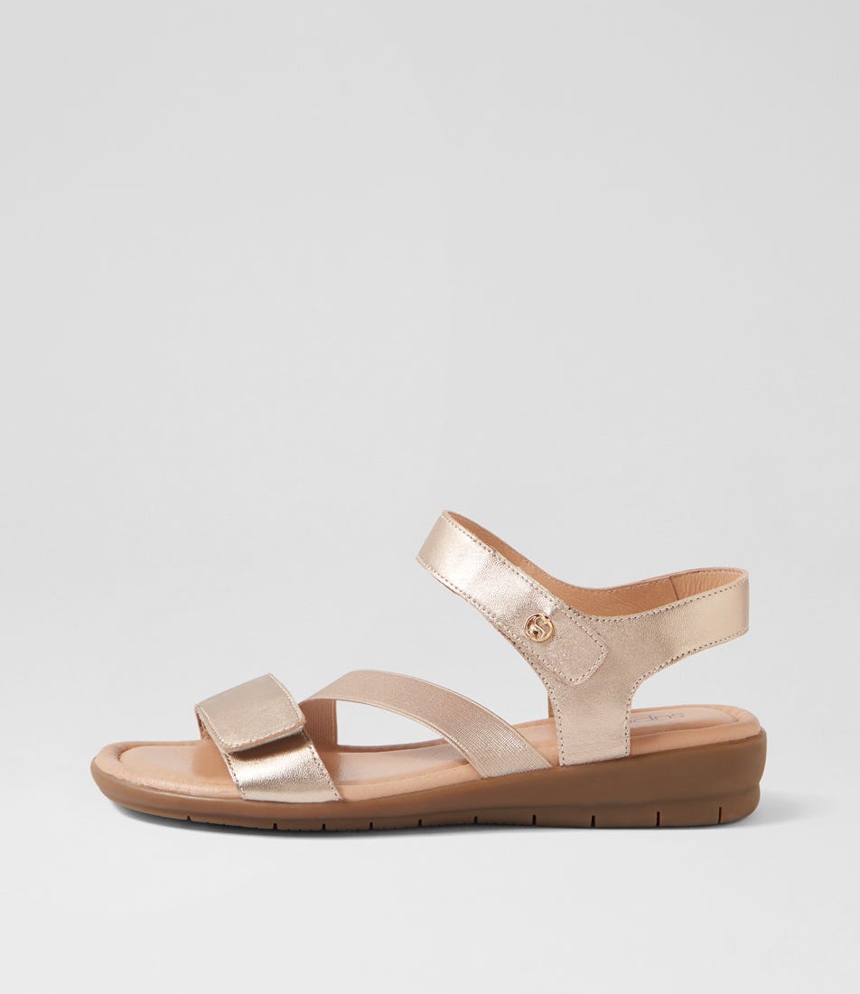Flexible Champagne Leather Elastic Sandals