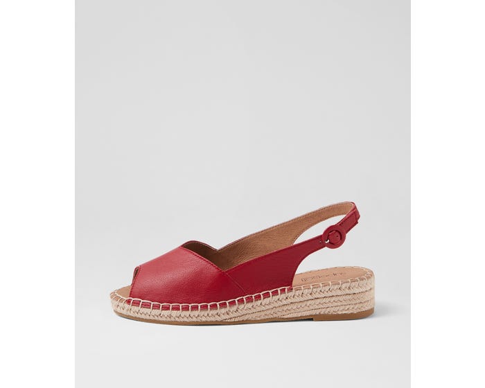 Kadde Kadde Dark Red Leather Sandals by Supersoft