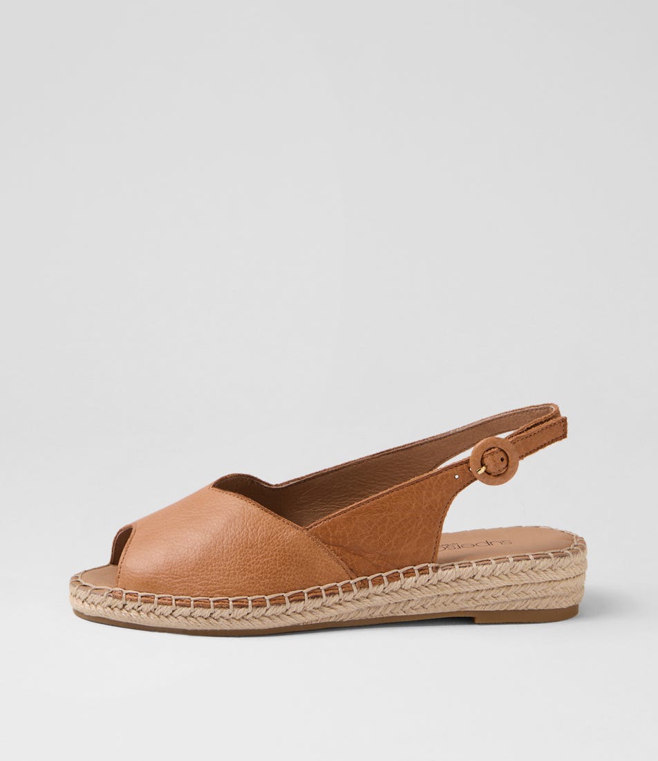Kadde Dark Tan Leather Sandals by Supersoft
