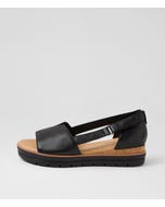 Ashiers Black Leather Sandals
