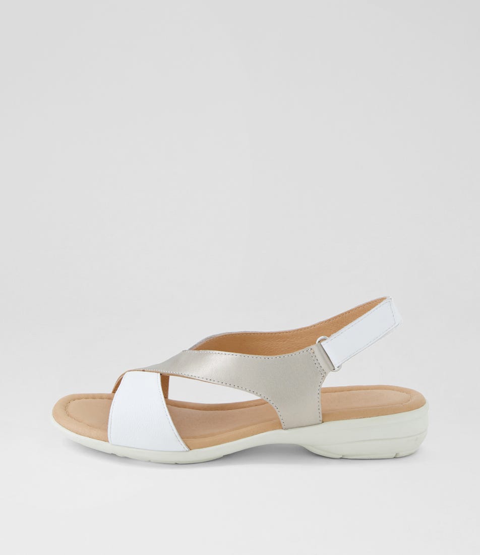 Bensin White Prosecco Leather Sandals