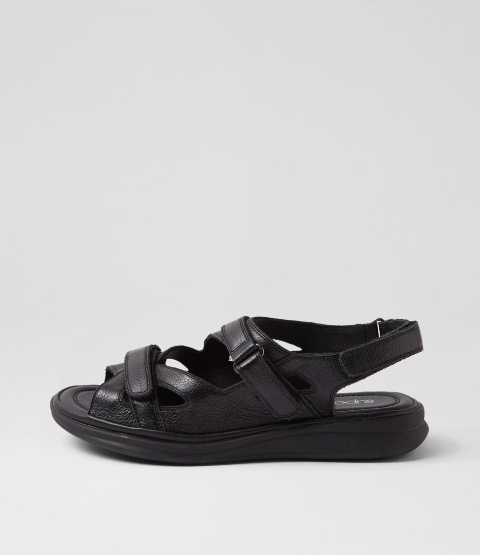 Donnia Black Leather Sandals