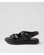 Donnia Black Leather Sandals