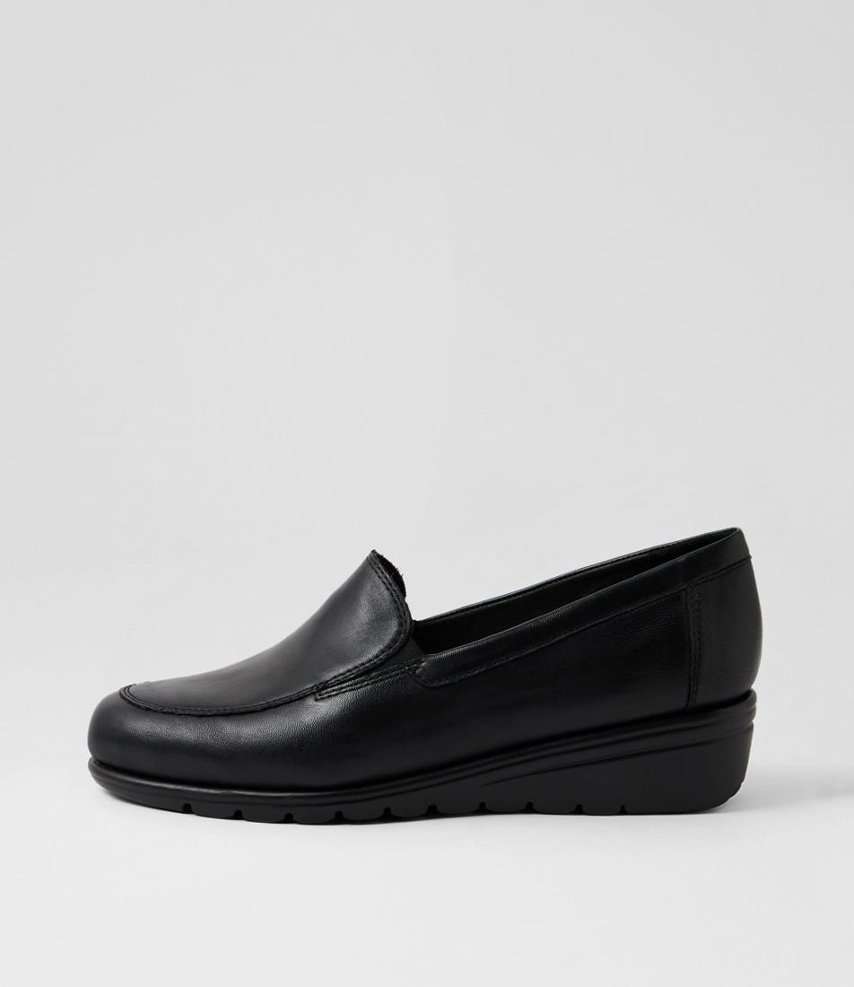 Leilanis Black Leather Heels