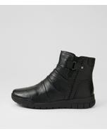 Tikky Black Leather Ankle Boots