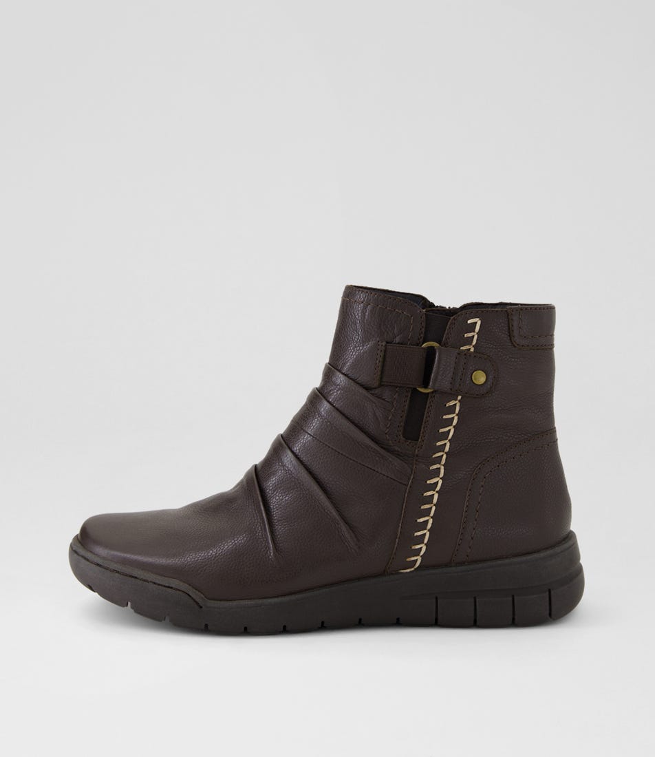 Tikky Dark Brown Leather Ankle Boots