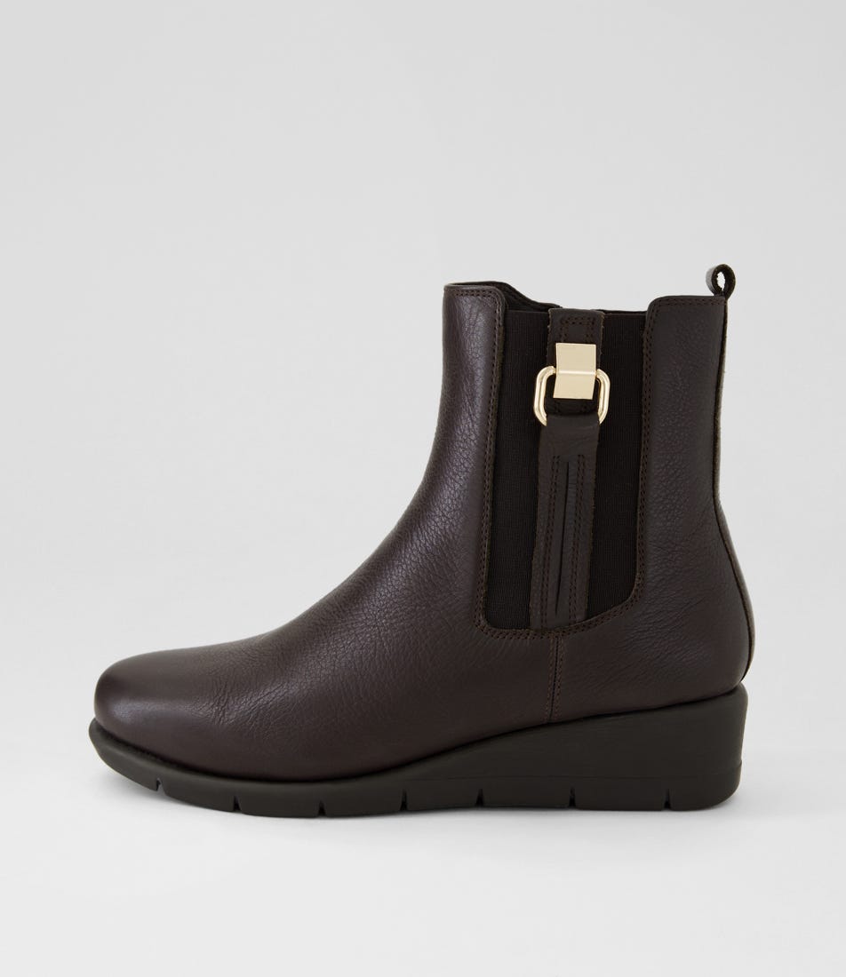 Mayia Dark Brown Leather Ankle Boots