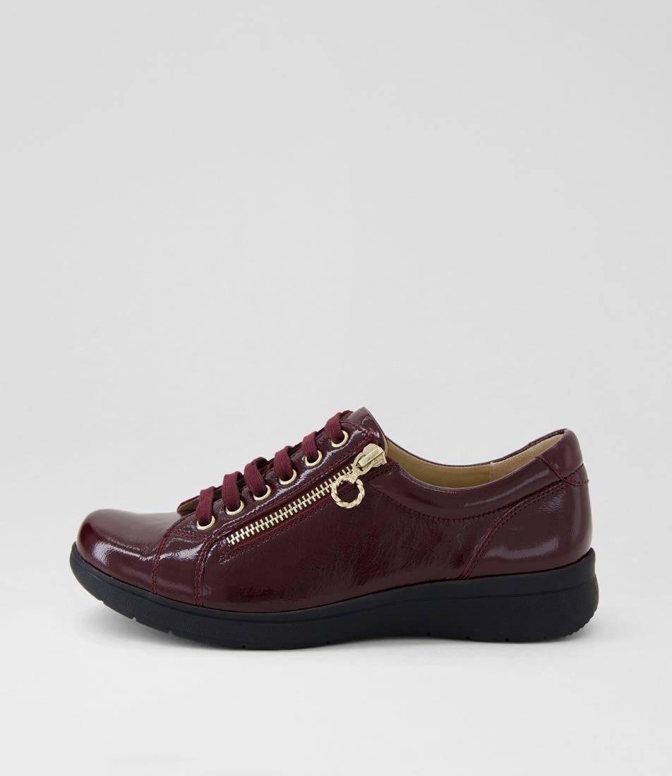 Alvies D Wine Crinkle Patent Leather Sneakers