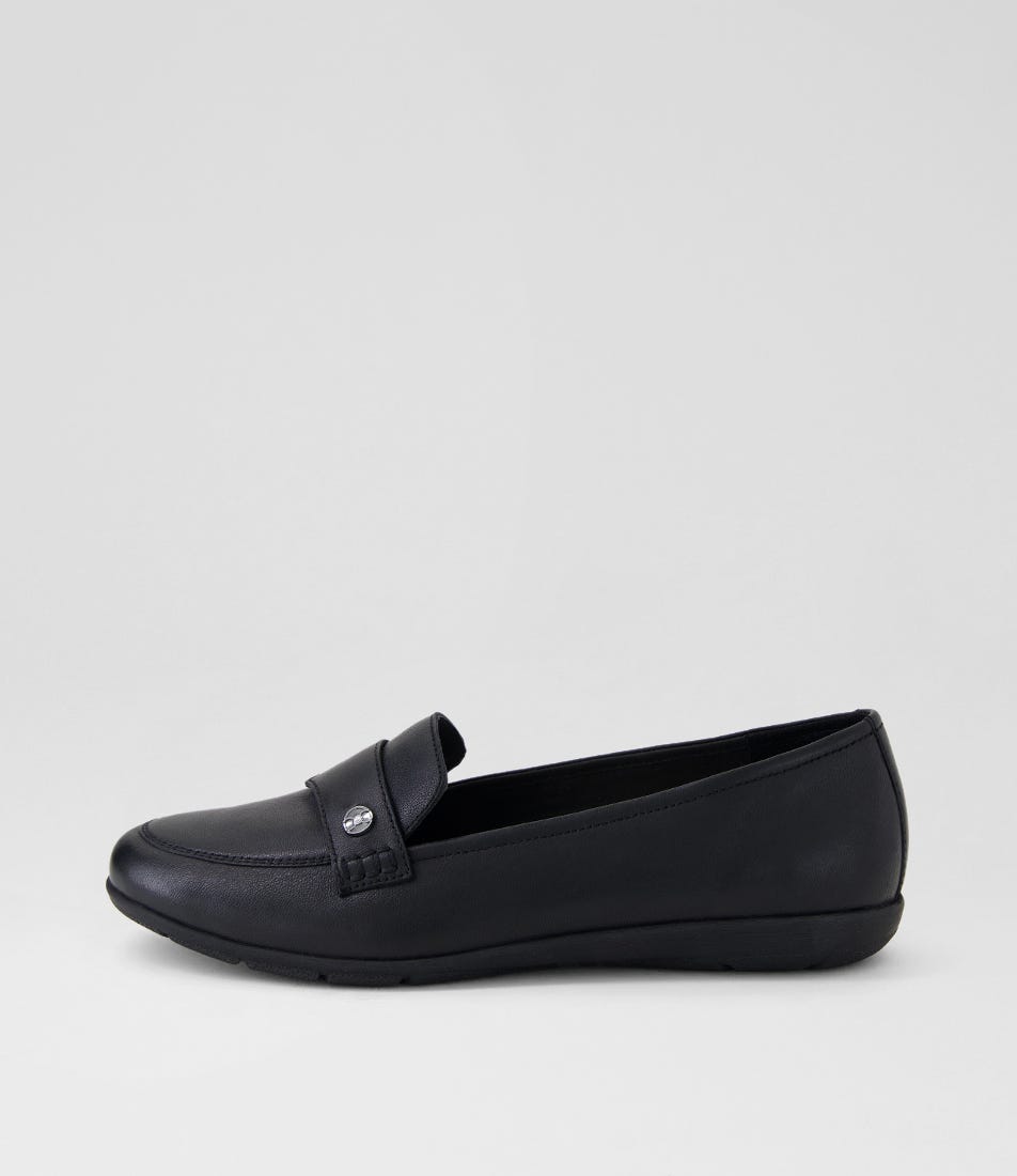 Holies Black Leather Flat Shoes