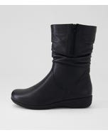Paulineas D Black Leather Calf Boots