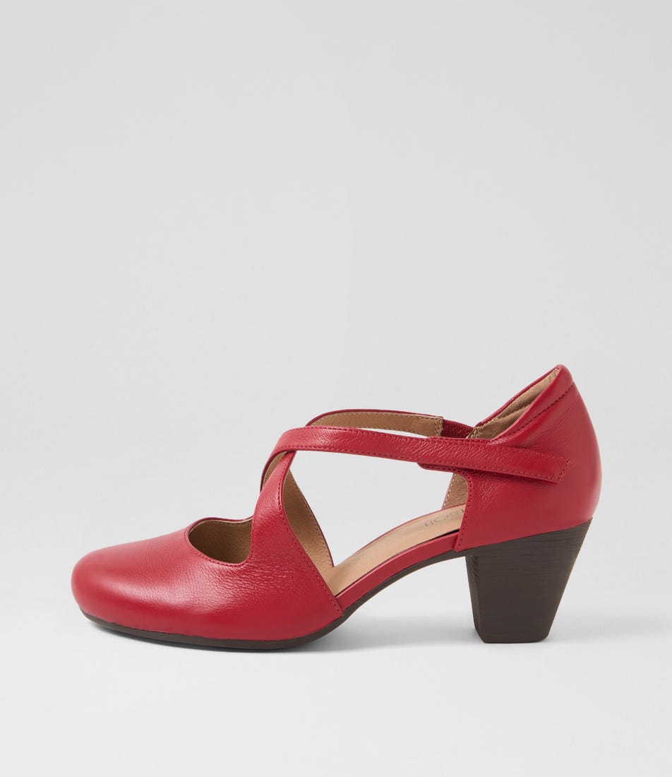 Flynnie Dark Red Leather Heels
