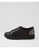 Ty D Black Leopard Leather Suede Sneakers
