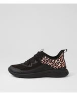 Yellina Black Leopard Knit Sneakers