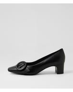 Kevie Black Leather Heels