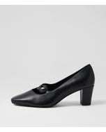 Mayian Black Leather Heels
