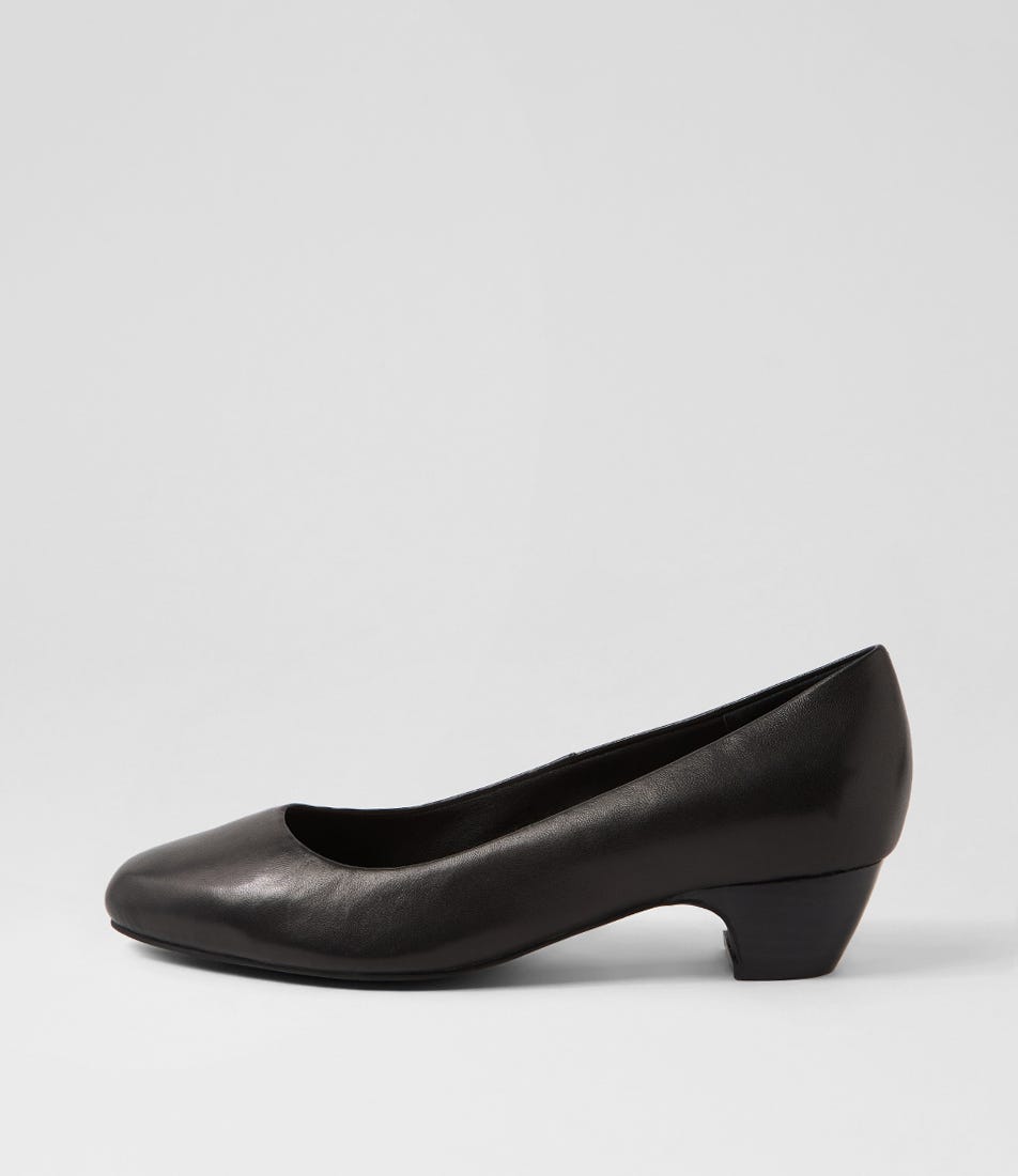 Navya Black Leather Heels