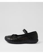 Tayie Black Leather Flat Shoes