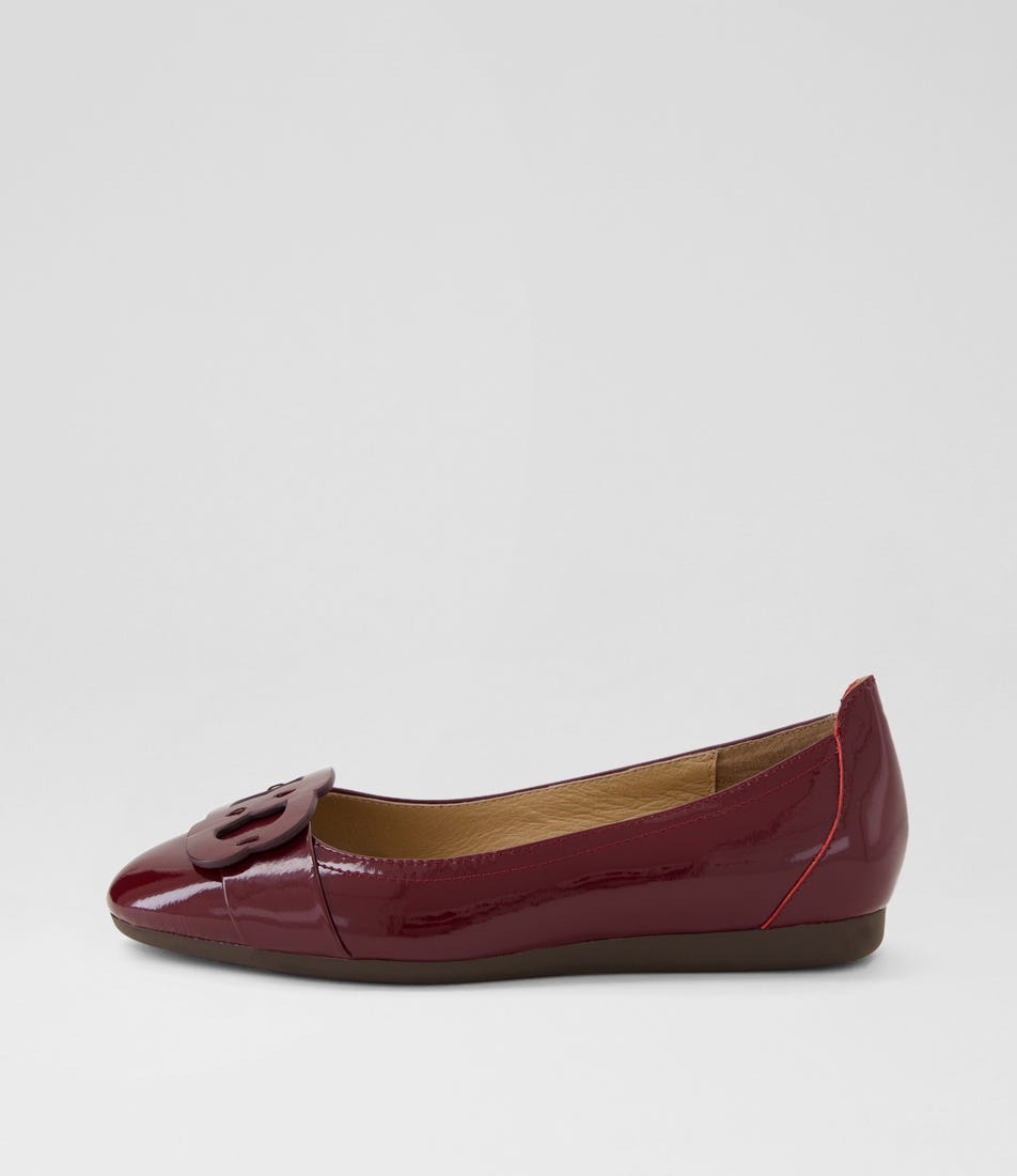 Blairs Wine Crinkle Patent Leather Flat Shoes