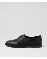 Elisie D Black Leather Flat Shoes