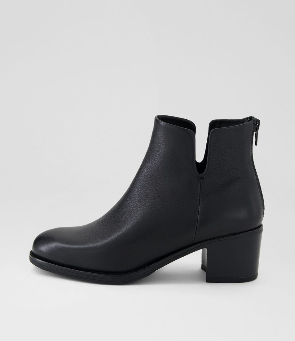 Cassidey Black Leather Ankle Boots